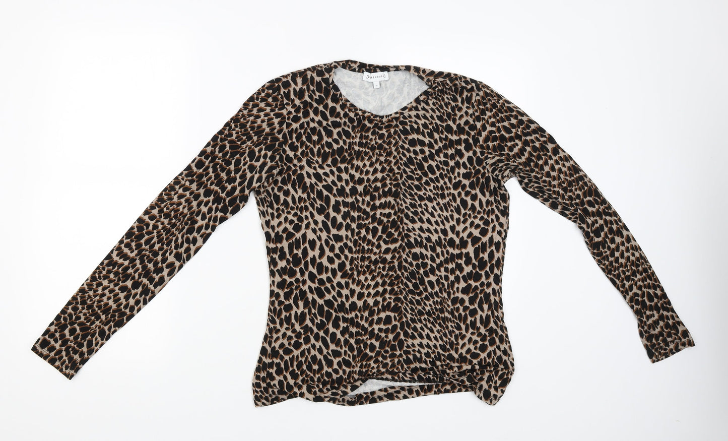 Warehouse Womens Brown Animal Print  Basic Blouse Size 12