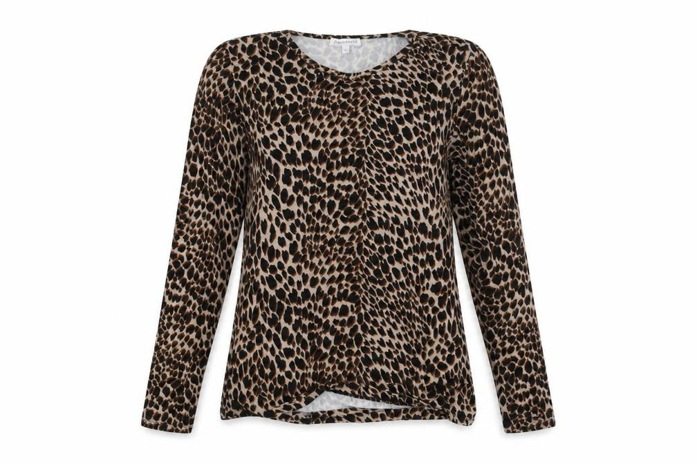 Warehouse Womens Brown Animal Print  Basic Blouse Size 12