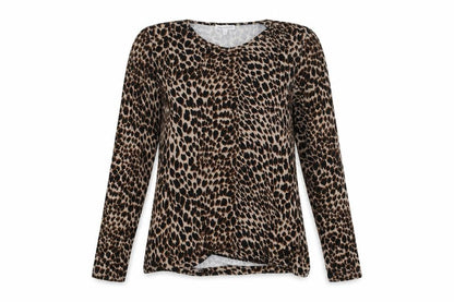 Warehouse Womens Brown Animal Print  Basic Blouse Size 12