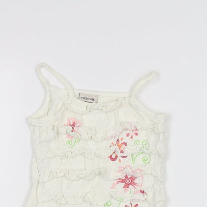 Close-up detail of Cherokee Baby White Basic Tank, size 12-18, Months