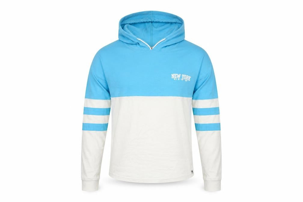 Popular Mens Blue Striped  Pullover Hoodie Size S