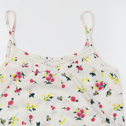 Close-up detail of Henry Holland women’s white floral basic blouse, size UK 12