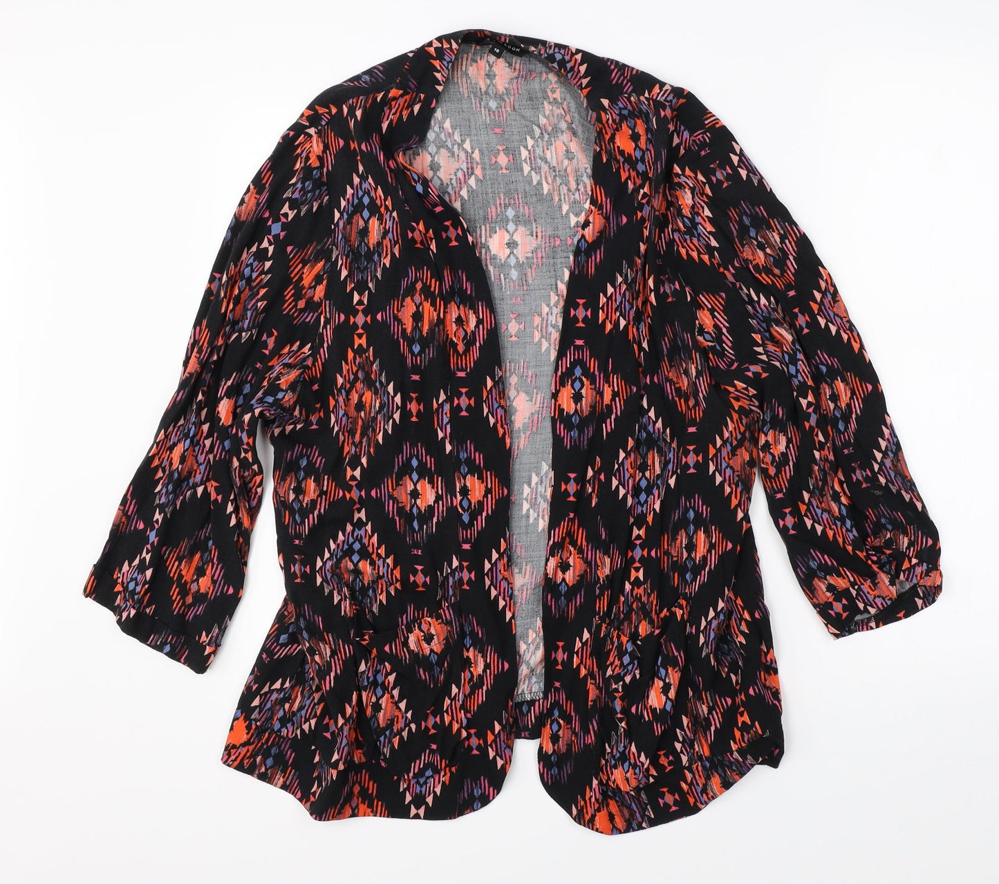 New Look Womens Black Geometric  Cardigan Jumper Size 16