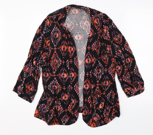 New Look Womens Black Geometric  Cardigan Jumper Size 16
