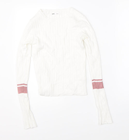 Sinsay Womens White   Pullover Jumper Size S