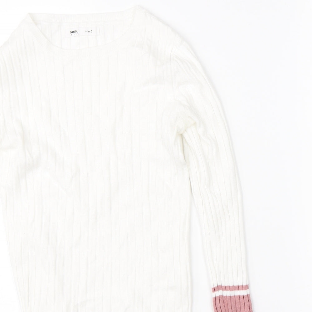 Sinsay Womens White   Pullover Jumper Size S