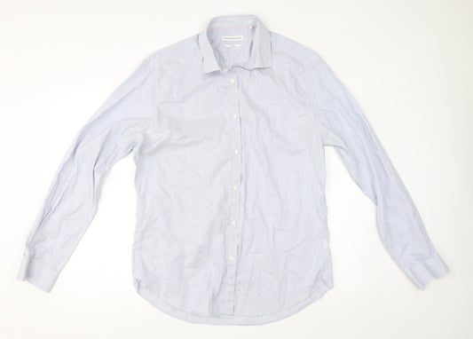 French Connection Mens Blue Striped   Dress Shirt Size 42