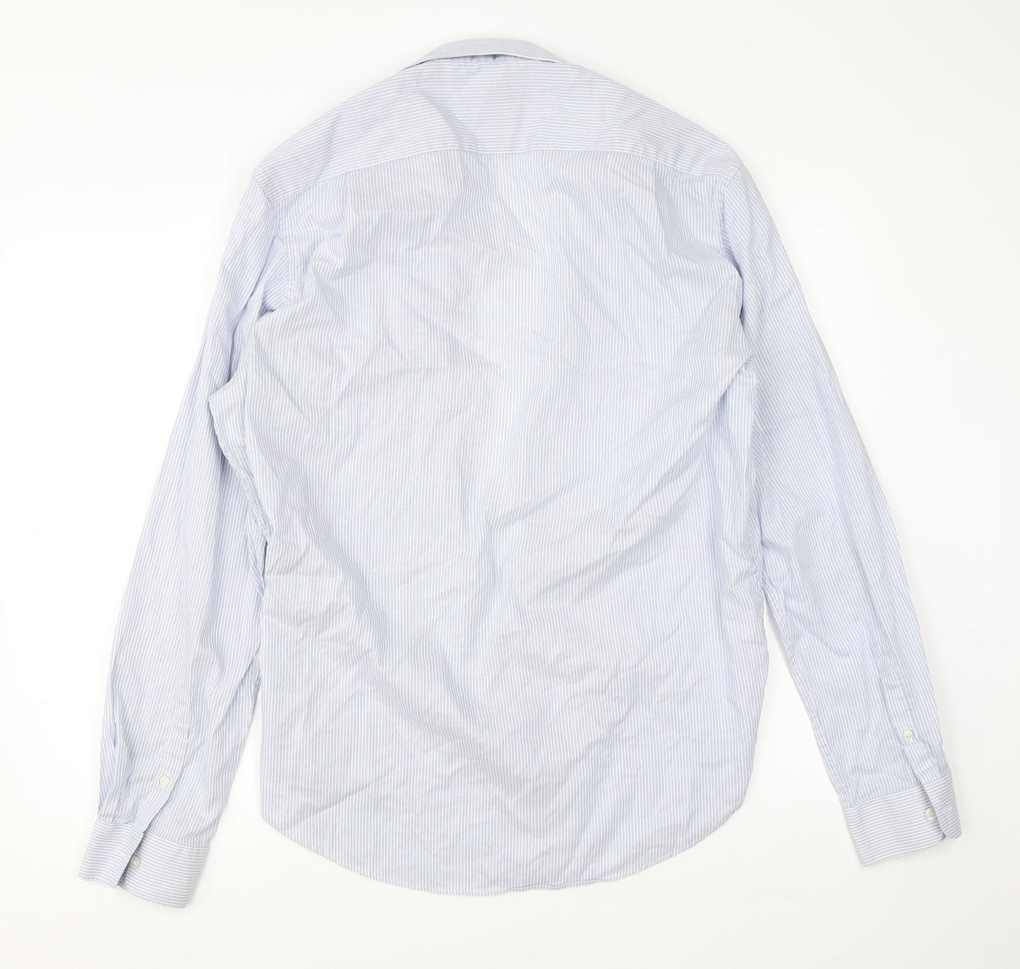 French Connection Mens Blue Striped   Dress Shirt Size 42