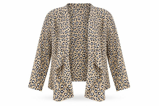 Boohoo Womens Gold Animal Print Satin Cardigan Jumper Size 8