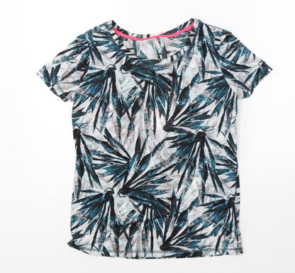 Next Womens Blue Floral  Basic T-Shirt Size 6  - open back