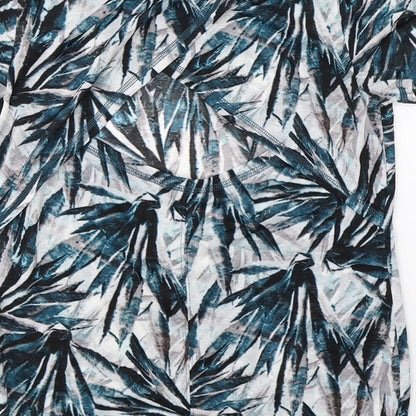 Next Womens Blue Floral  Basic T-Shirt Size 6  - open back