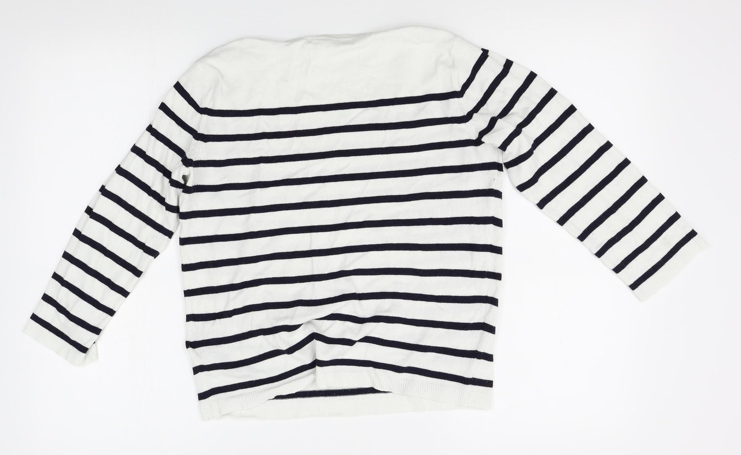 H&M Womens White Striped  Pullover Jumper Size S