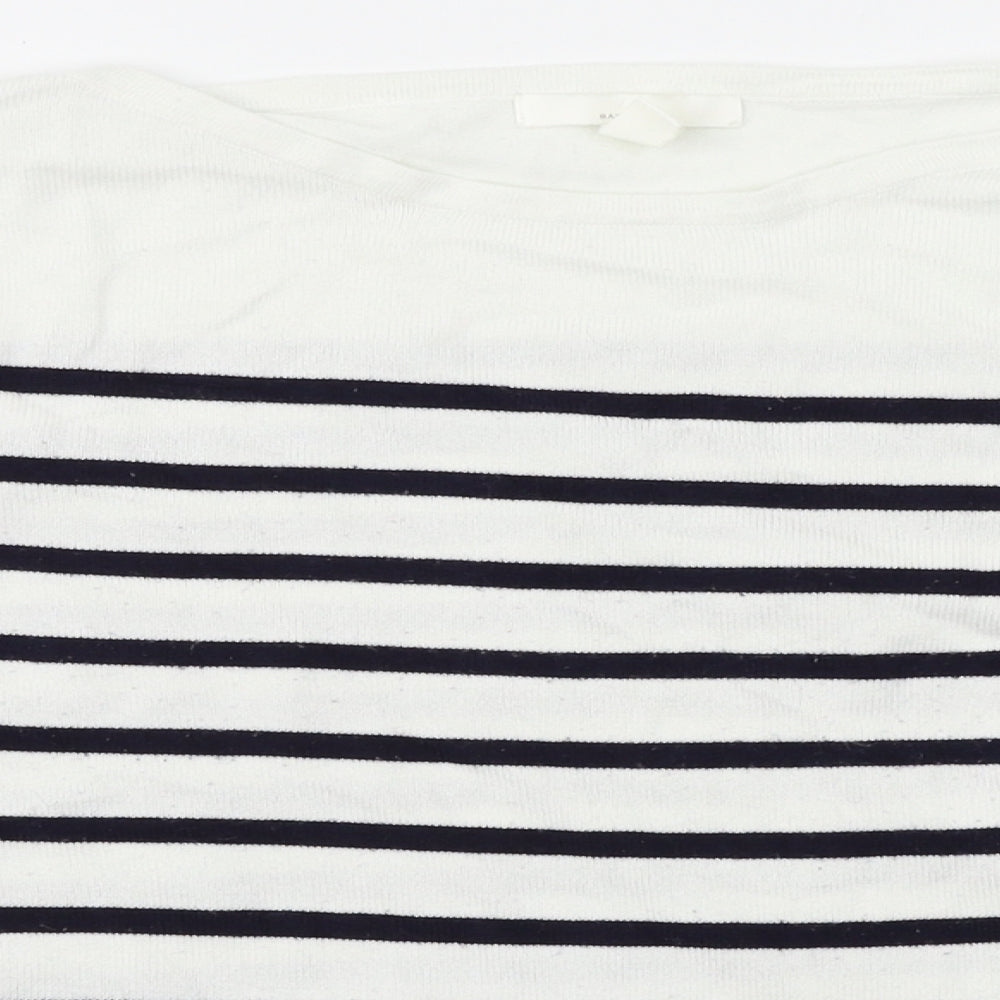 H&M Womens White Striped  Pullover Jumper Size S