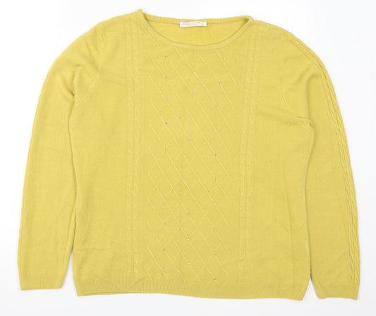 Anna Rose Womens Yellow Argyle/Diamond  Pullover Jumper Size 2XL