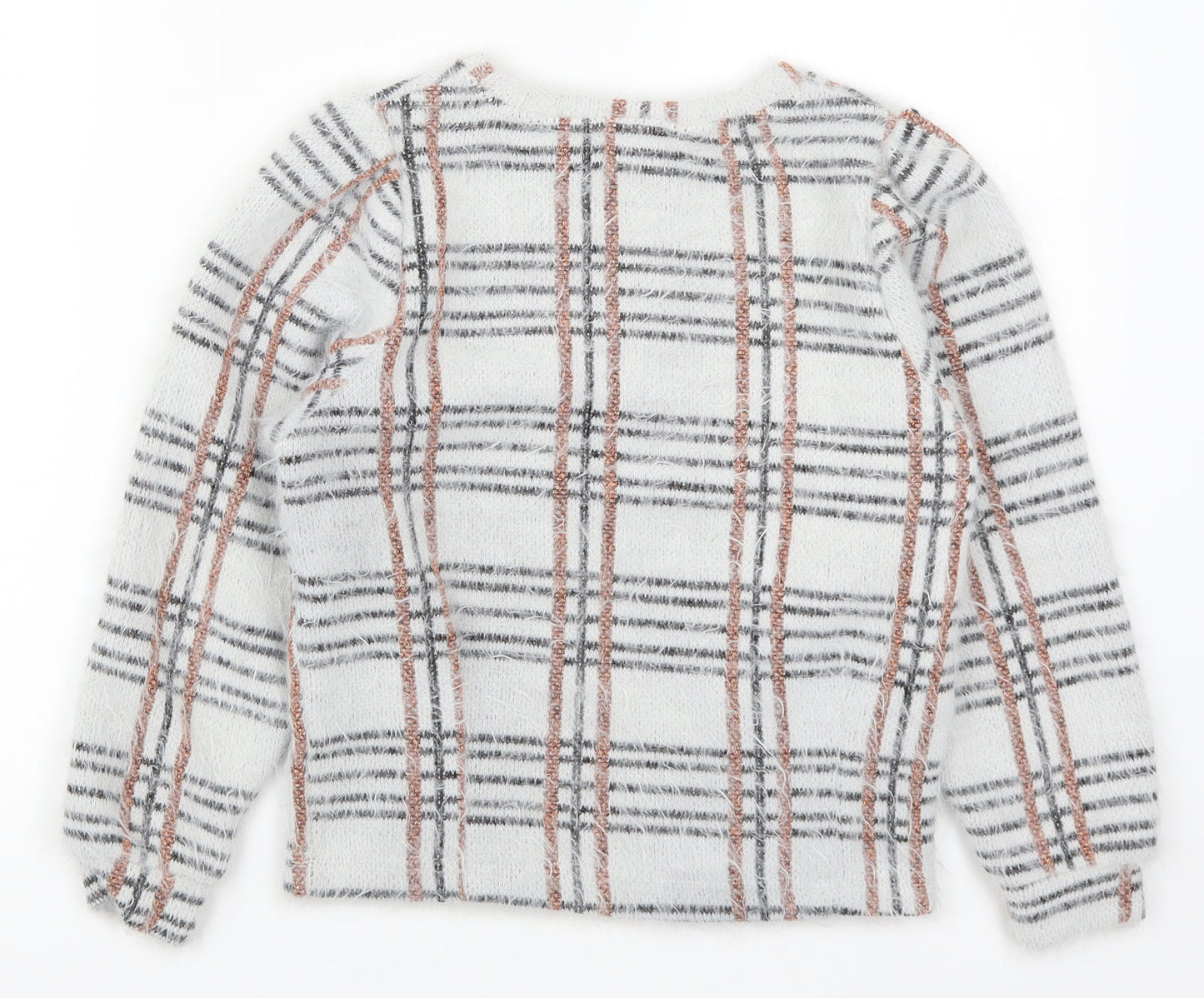 Primark Girls Grey Check  Pullover Jumper Size 9-10 Years