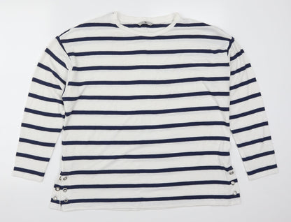 Tu Womens Blue Striped  Pullover Jumper Size 14