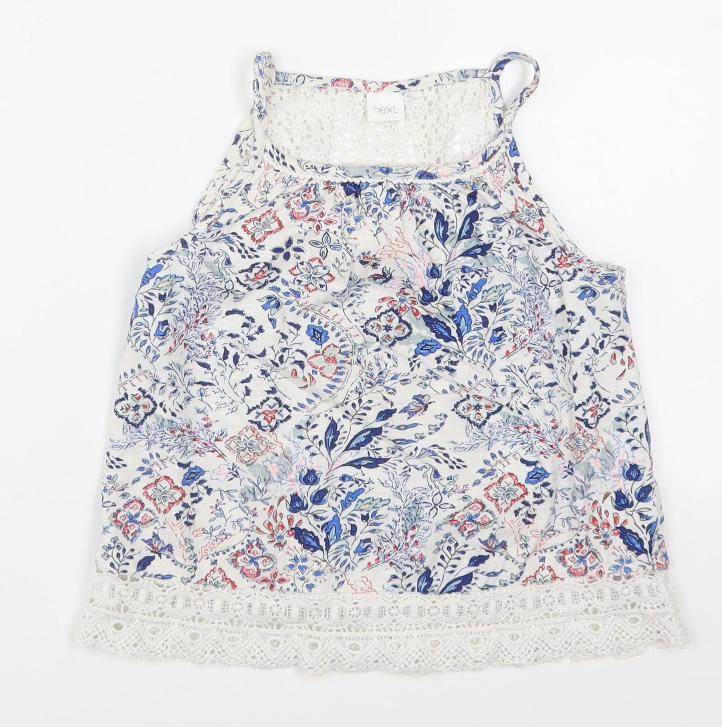 NEXT Girls Blue Floral  Basic Tank Size 6 Years