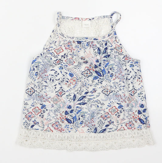 NEXT Girls Blue Floral  Basic Tank Size 6 Years