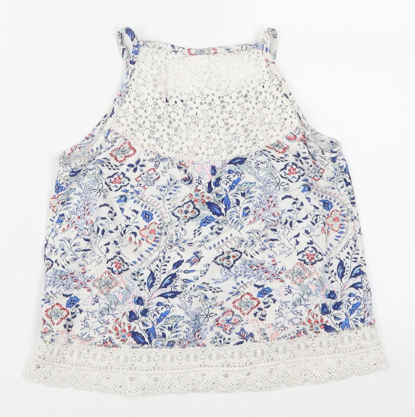 NEXT Girls Blue Floral  Basic Tank Size 6 Years