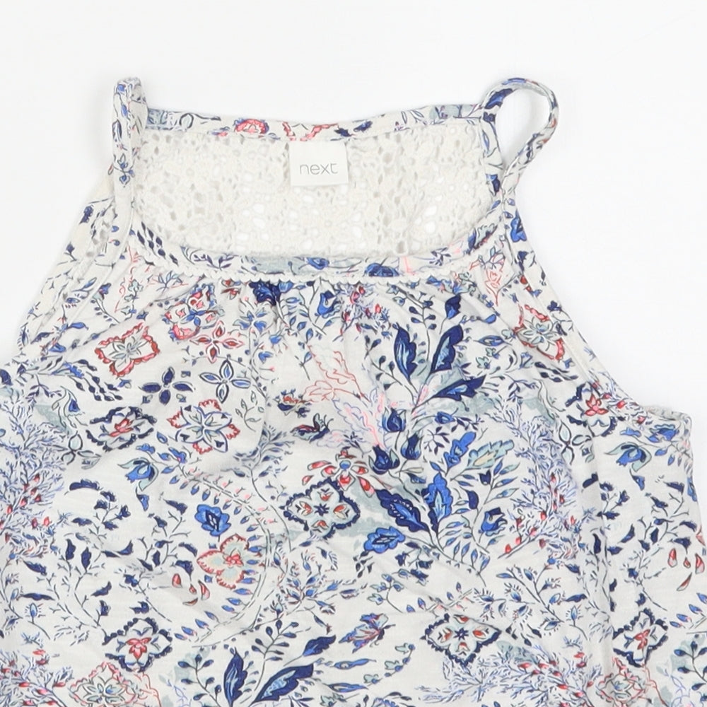 NEXT Girls Blue Floral  Basic Tank Size 6 Years