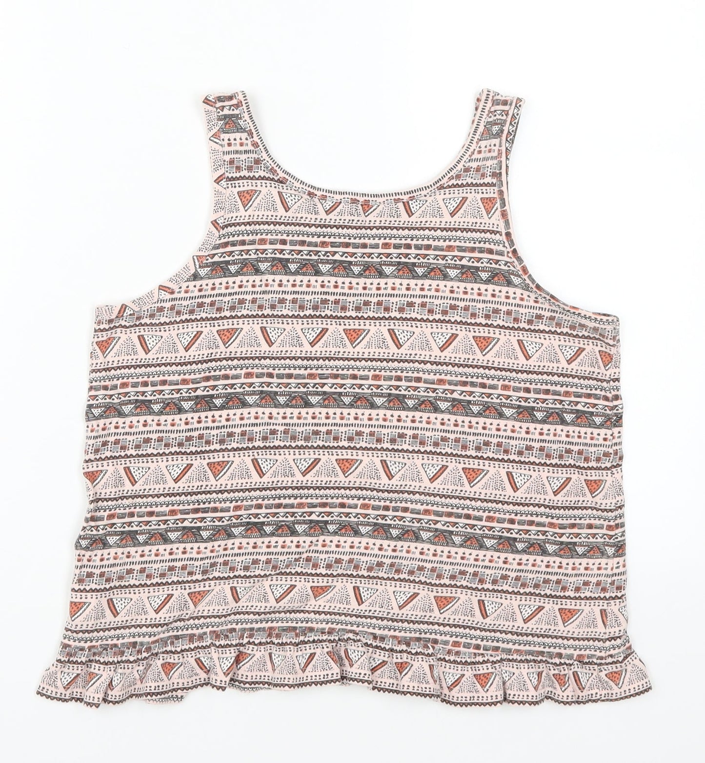 Pep & Co Girls Pink Geometric  Basic Tank Size 9 Years