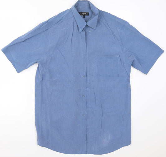 NEXT Mens Blue Check   Button-Up Size S