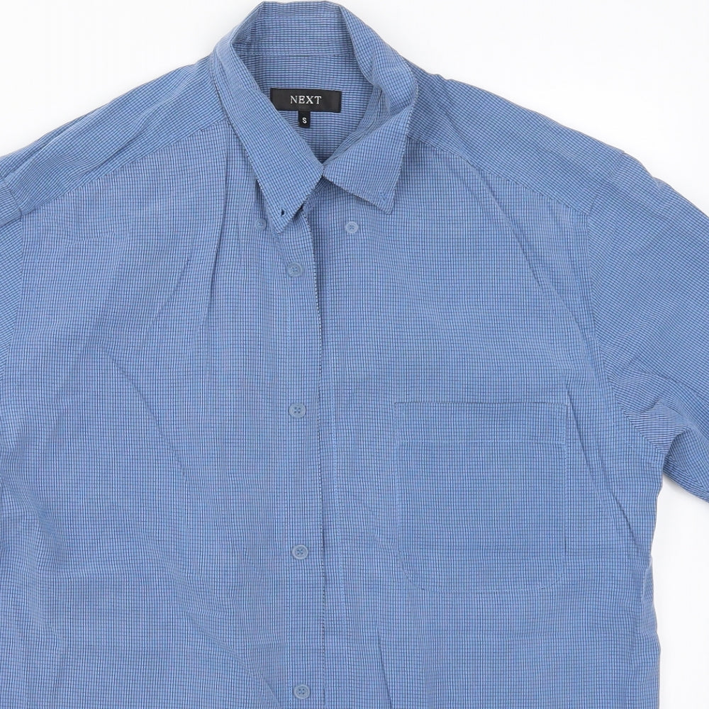 NEXT Mens Blue Check   Button-Up Size S