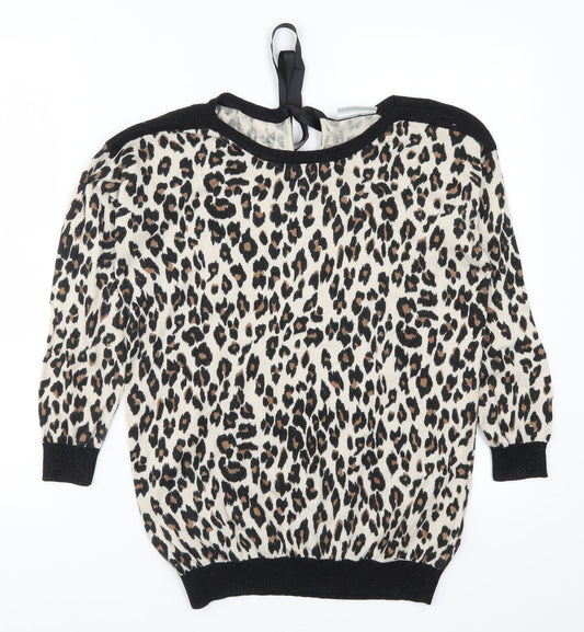 Wallis Womens Brown Animal Print  Pullover Jumper Size S