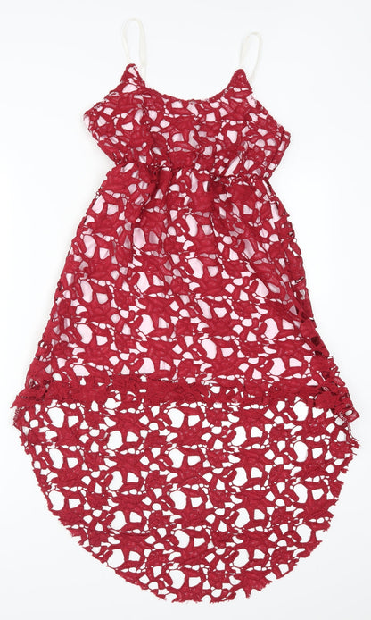 Womens Red Geometric  A-Line  Size S