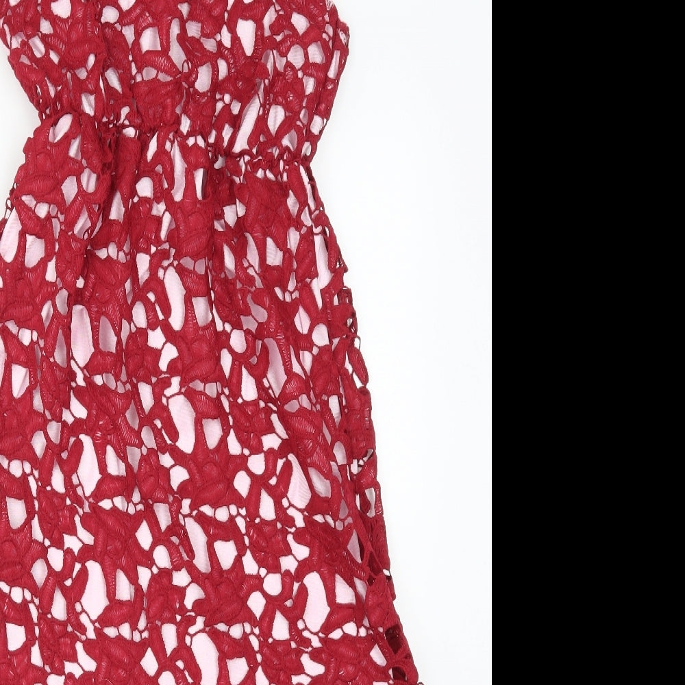 Preworn Womens Red Geometric  A-Line  Size S