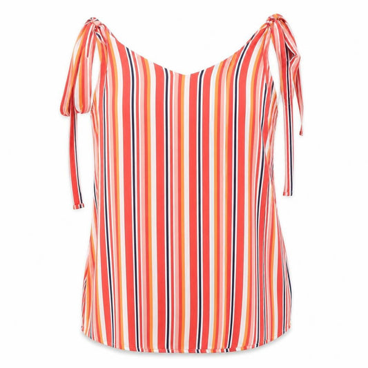 Matalan Womens Red Striped  Basic T-Shirt Size 8  - Long