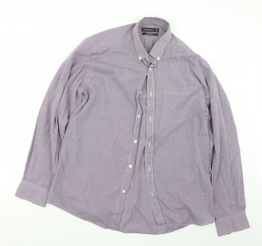 Cedar Wood State Mens Purple Check   Button-Up Size 16