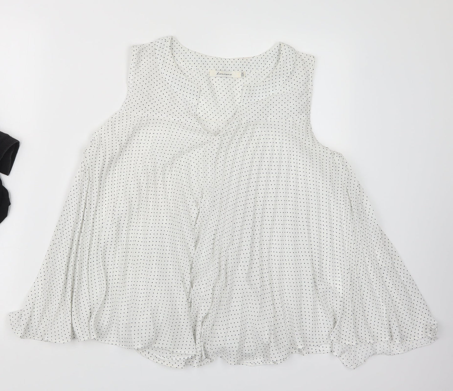 Lamorena Womens White Polka Dot  Basic Blouse Size M