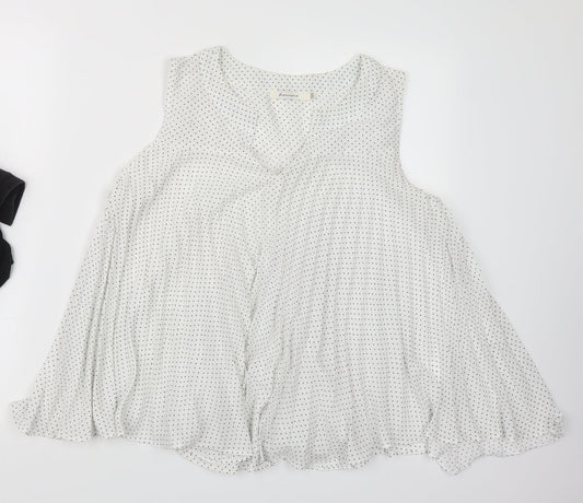Lamorena Womens White Polka Dot  Basic Blouse Size M