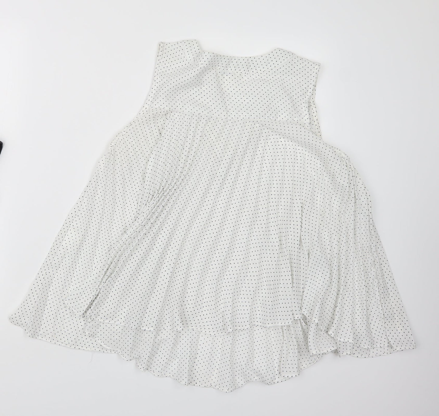 Lamorena Womens White Polka Dot  Basic Blouse Size M