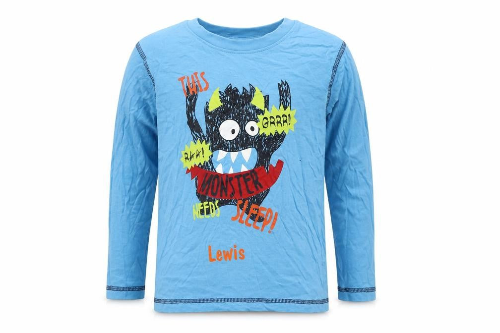 Preworn Boys Blue Geometric Jersey Basic T-Shirt Size 6-7 Years  - Monster Lewis