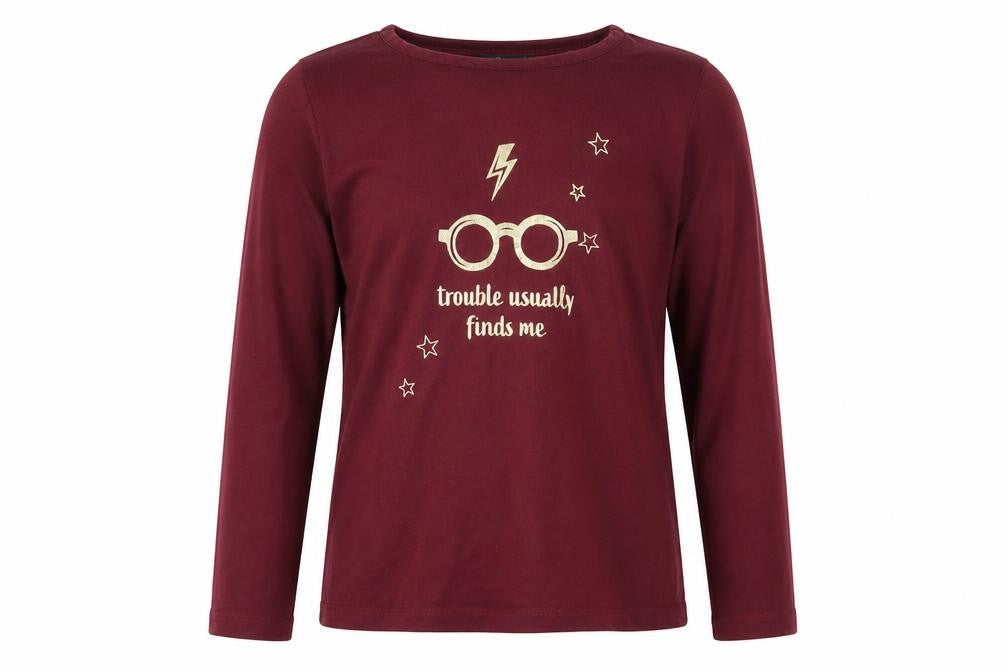 Harry Potterq Girls Red Geometric Jersey Top Pyjama Top Size 10-11 Years  - Trouble usually finds me