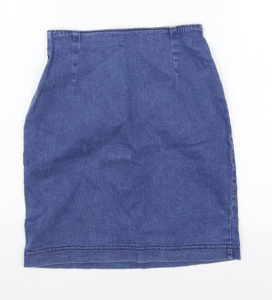 Preworn Womens Blue  Denim Mini Skirt Size 26 in