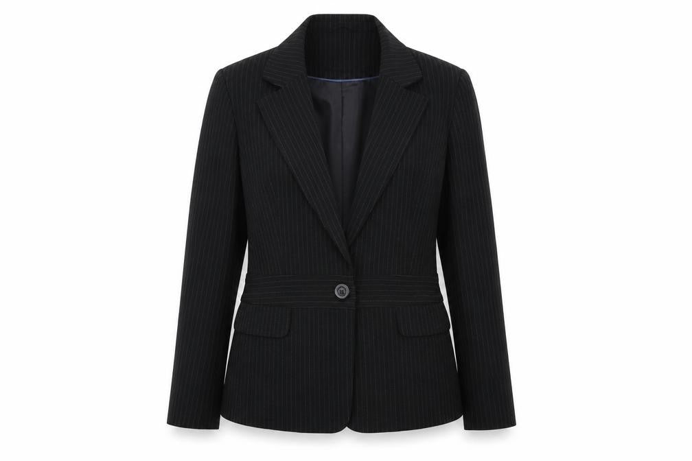 South Womens Black Striped  Jacket Blazer Size 14