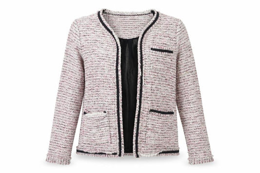 Front view of Papaya women’s pink jacket, size UK 14