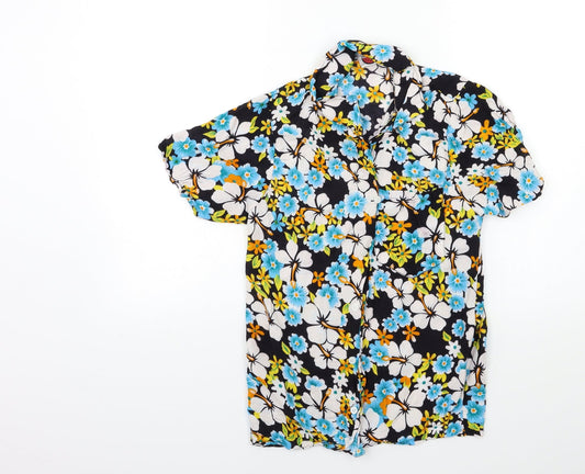 Casual Corner Mens Blue Floral   Button-Up Size S