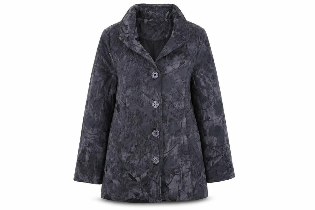 TIGI Womens Grey Floral  Overcoat Coat Size 10