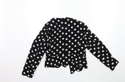 Back view of Atmosphere women’s black polka dot rayon jacket, size UK 8