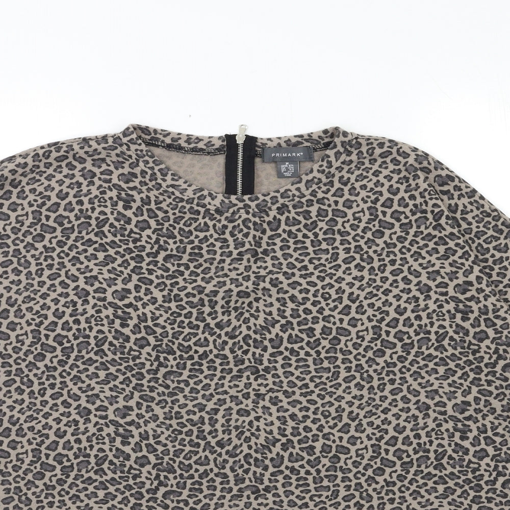 Primark Womens Grey Animal Print Knit Pullover Jumper Size 12