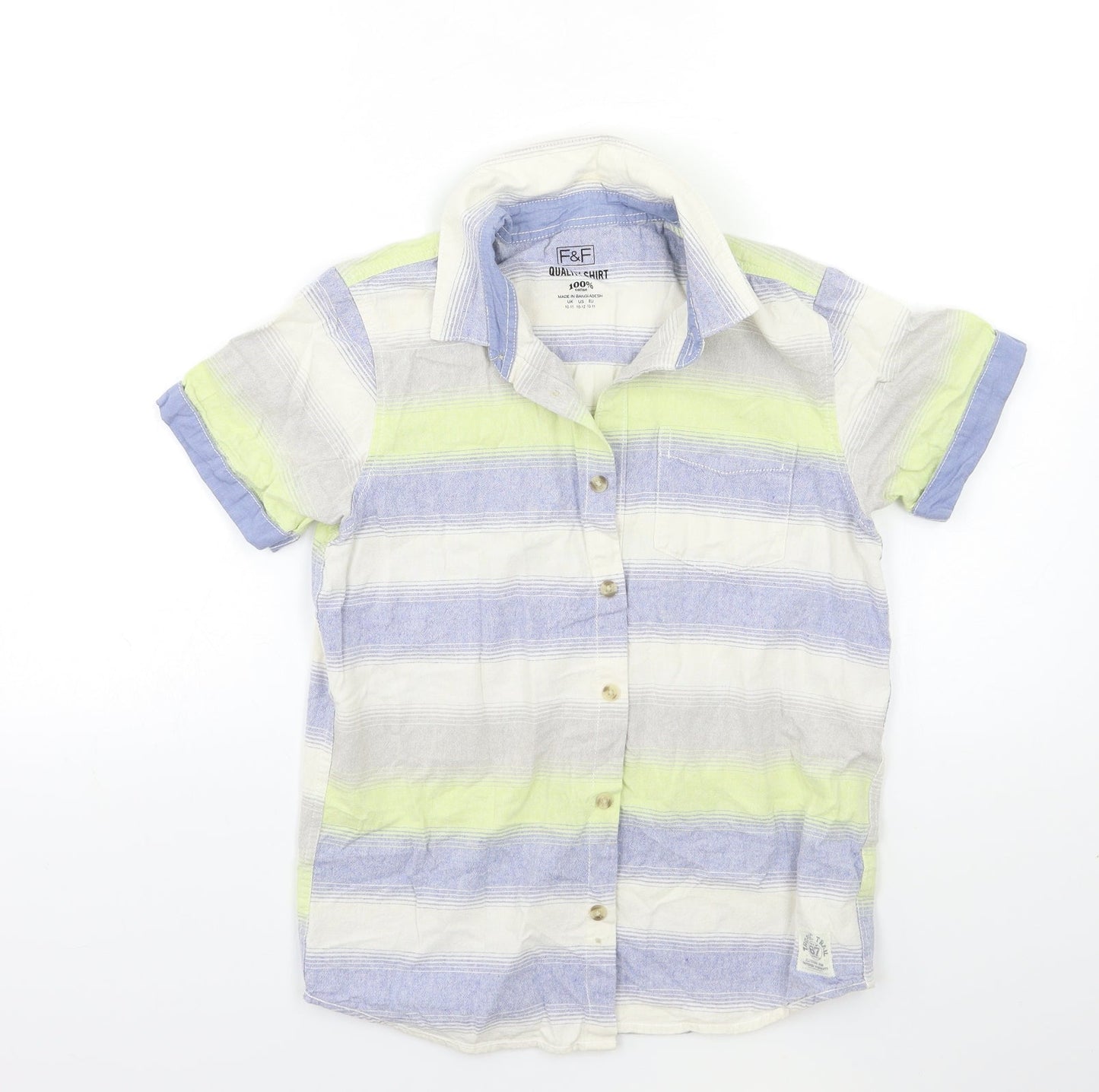 F&F Boys Blue Striped  Basic Button-Up Size 10 Years