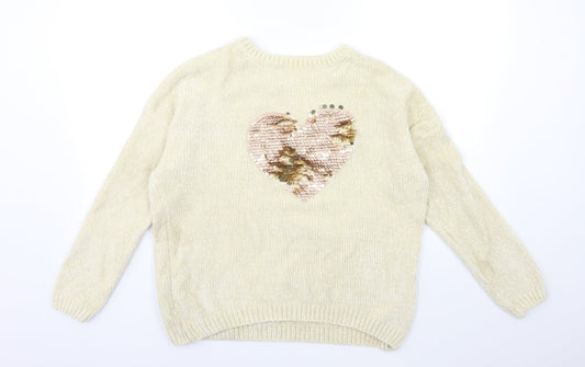 Primark Girls Beige  Knit Pullover Jumper Size 12 Years