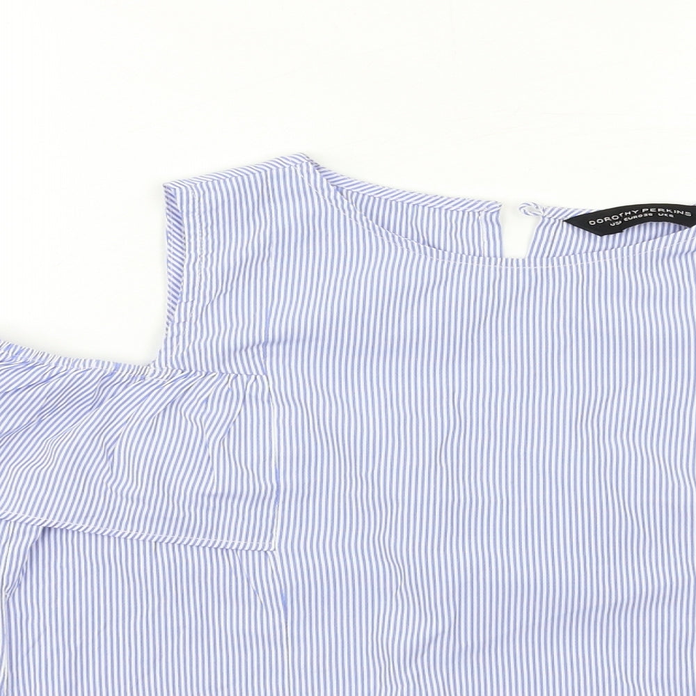 Dorothy Perkins Womens Blue Striped  Basic Blouse Size 8