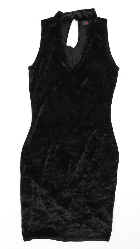 Edge Womens Black  Velour Bodycon  Size 8