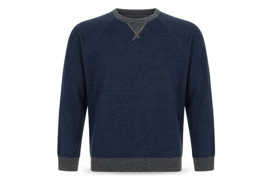 Front view of Easy men’s blue jumper, size L