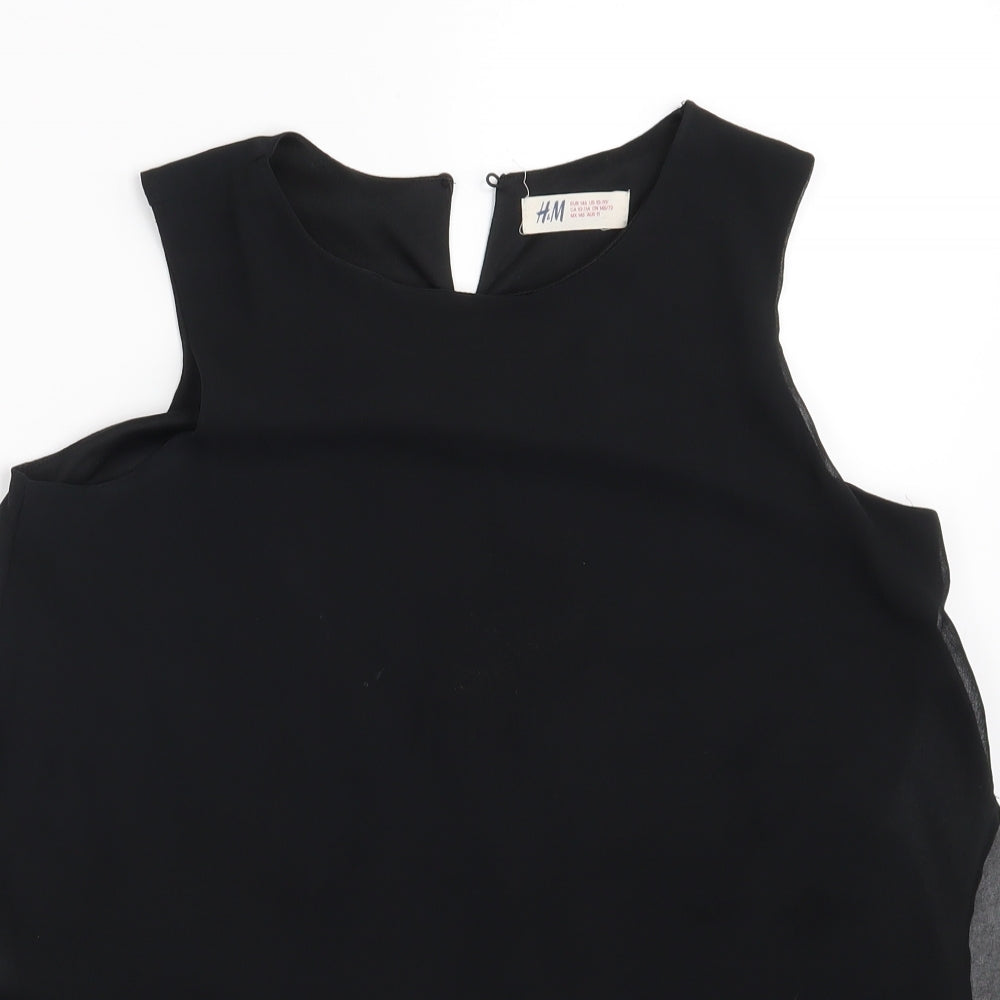 H&M Girls Black   Basic Blouse Size 10-11 Years